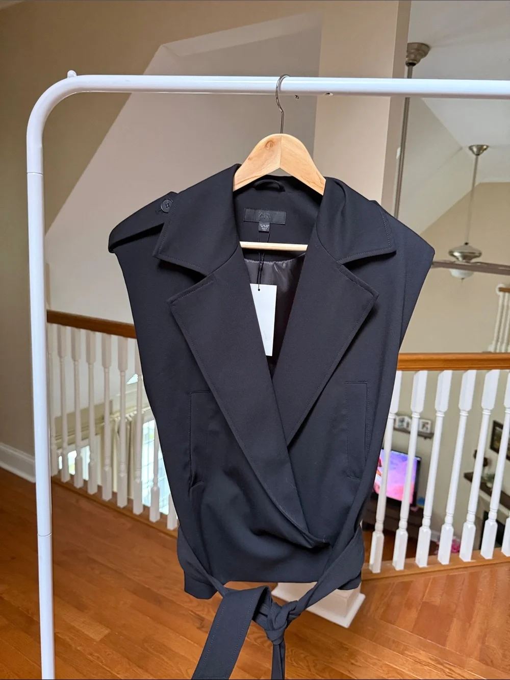 ZARA oversized vest with shoulder pads and belt
